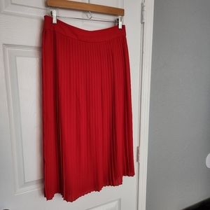 Fiery Red J.Crew Pleated Skirt